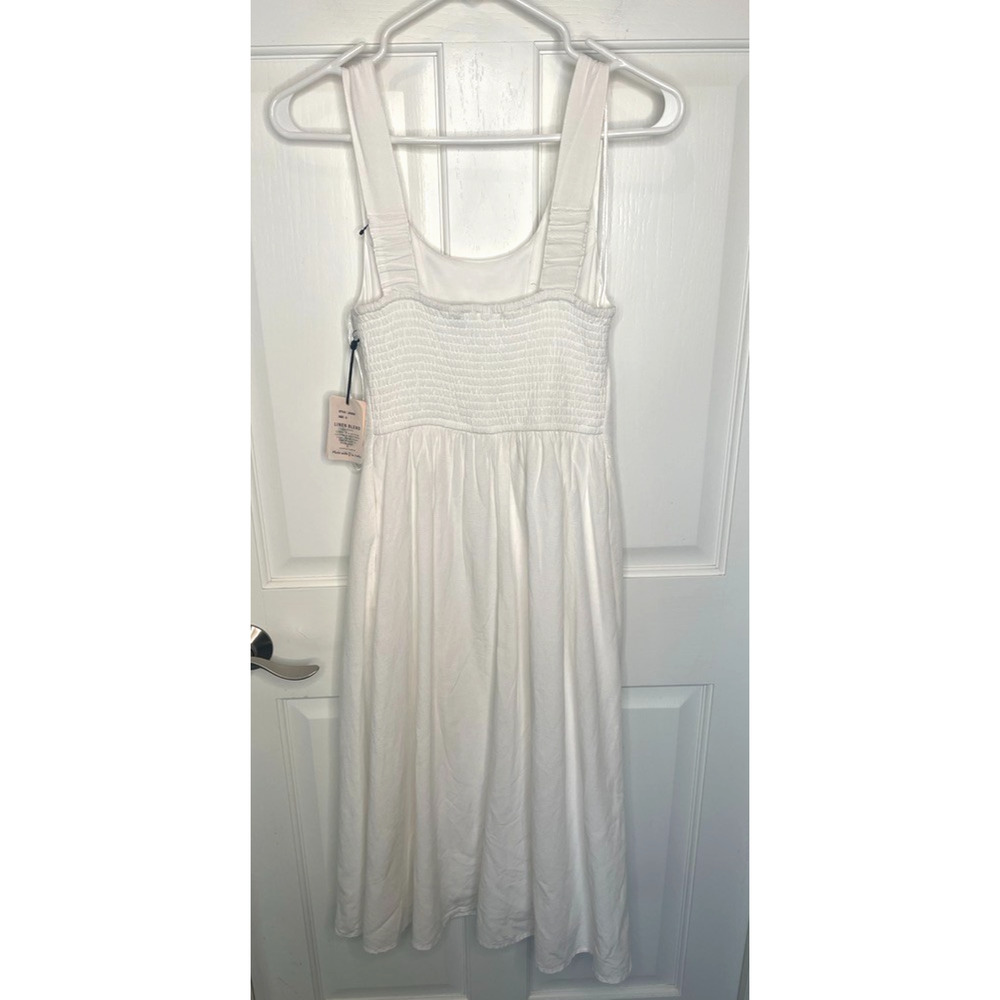 NWT Sincerely Jules Women's White Linen Blend Sundress Sz S Lined Lagenlook Boho - Picture 6 of 10